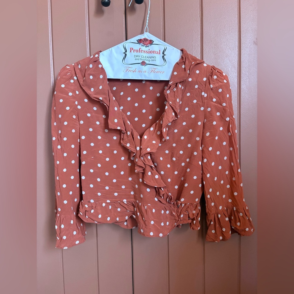Realisation Par polka dot crop blouse